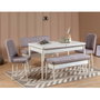 Hanah Home Vina White Soho Grey Juego de Comedor Extensible